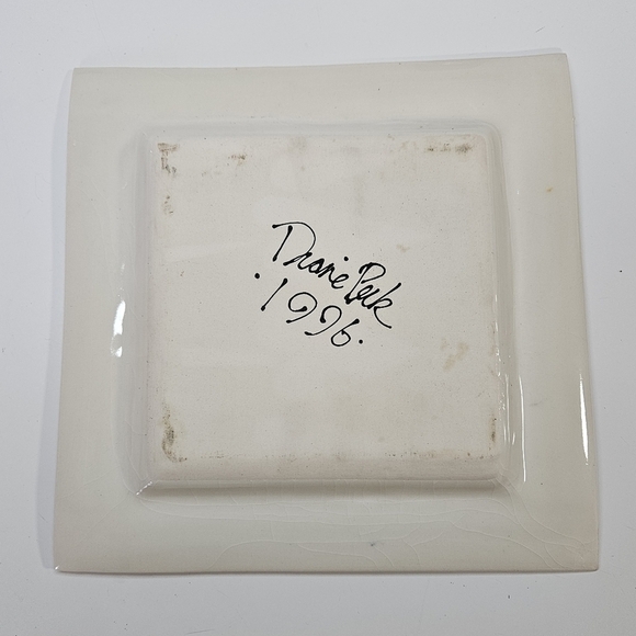 VINTAGE Diane Peck Studio Art Triple Heart Glazed Trinket Dish  Signed 1996 Rare - Picture 5 of 8